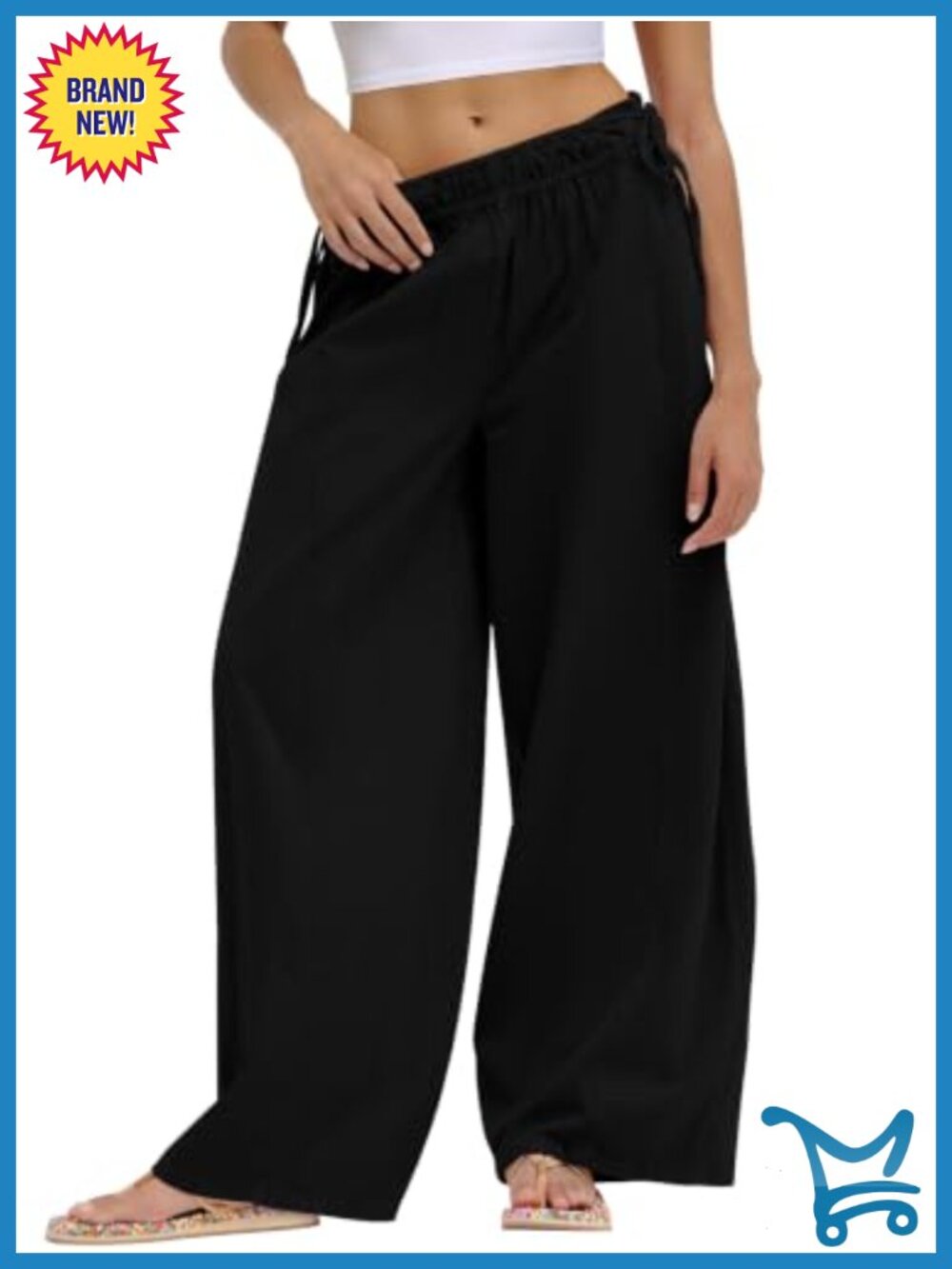 Womens Baggy Barrel Sweatpants 100% Cotton Drawstring Wide Leg Pockets